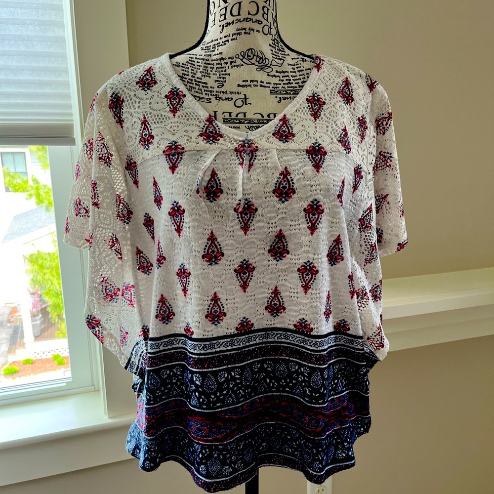 Batwing bandana print top